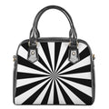 Black And White Radial Rays Print Shoulder Handbag
