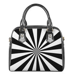Black And White Radial Rays Print Shoulder Handbag