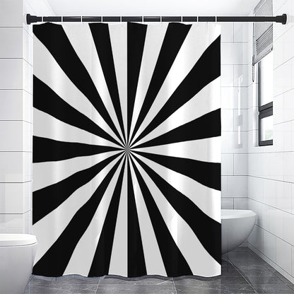 Black And White Radial Rays Print Shower Curtain