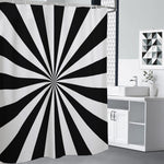 Black And White Radial Rays Print Shower Curtain