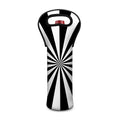 Black And White Radial Rays Print Single Neoprene Wine Tote