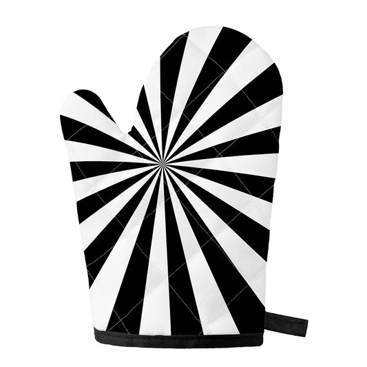 Black And White Radial Rays Print Single Oven Mitt