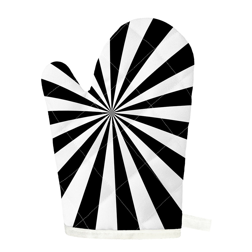 Black And White Radial Rays Print Single Oven Mitt