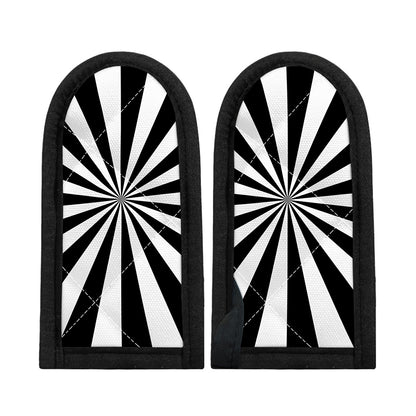 Black And White Radial Rays Print Skillet Handle Cover