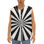 Black And White Radial Rays Print Sleeveless Baseball Jersey