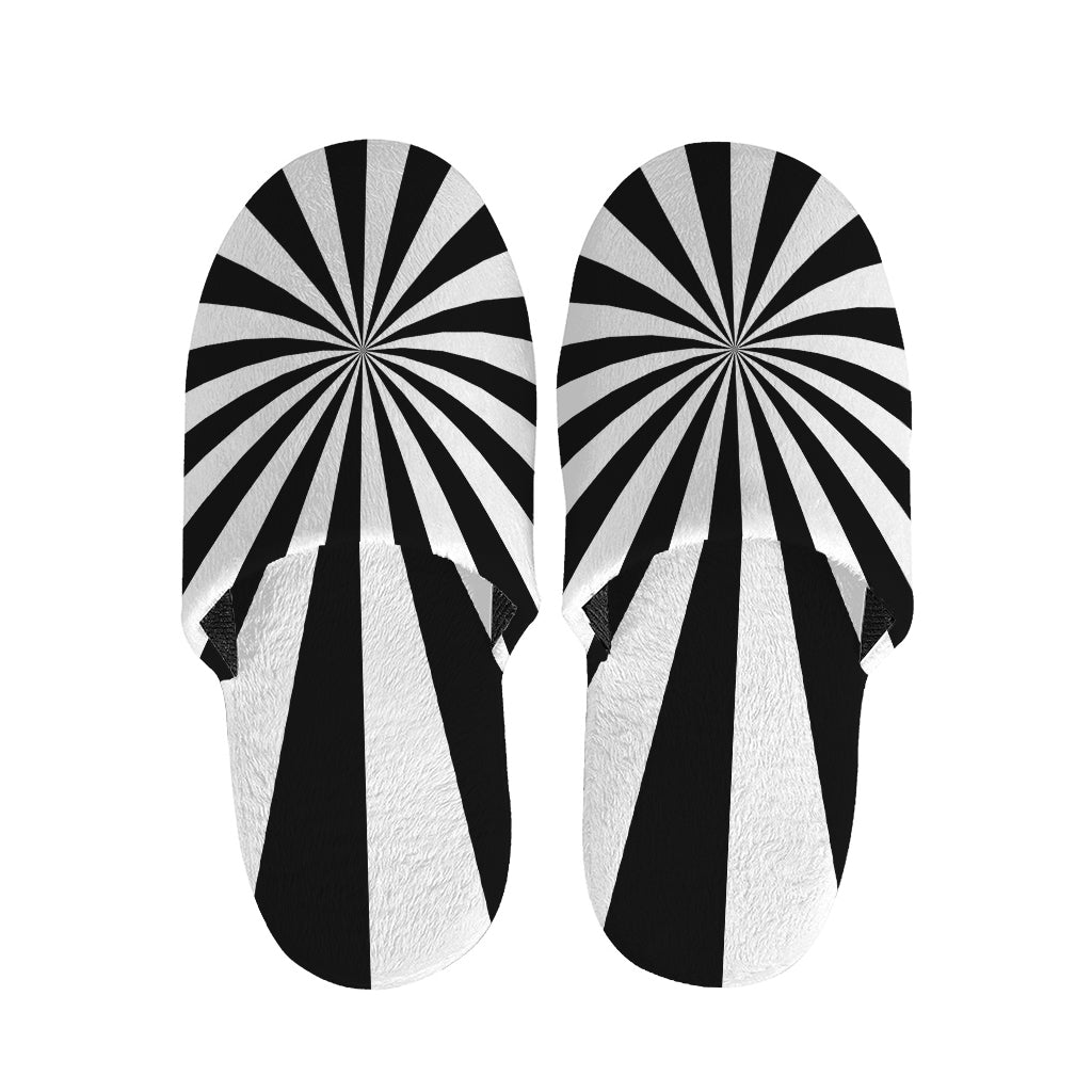 Black And White Radial Rays Print Slippers