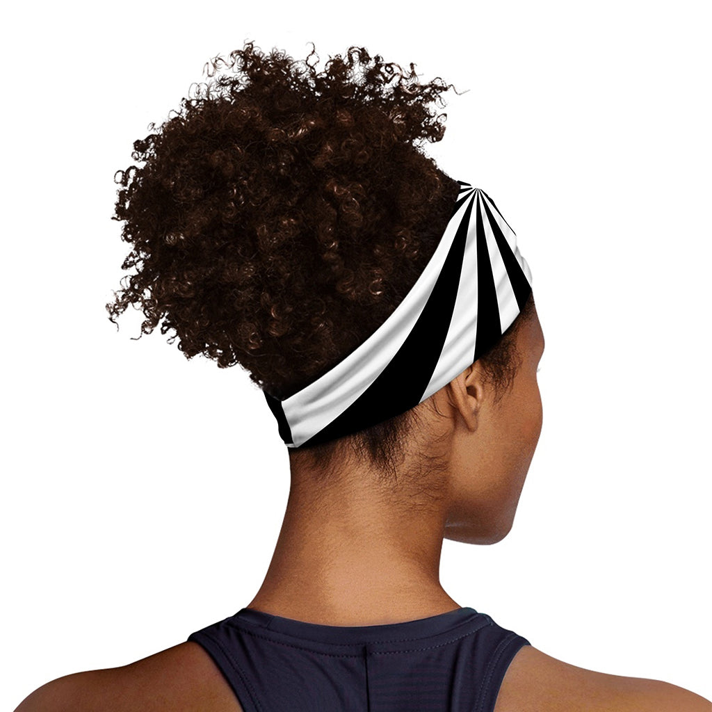 Black And White Radial Rays Print Sports Headband