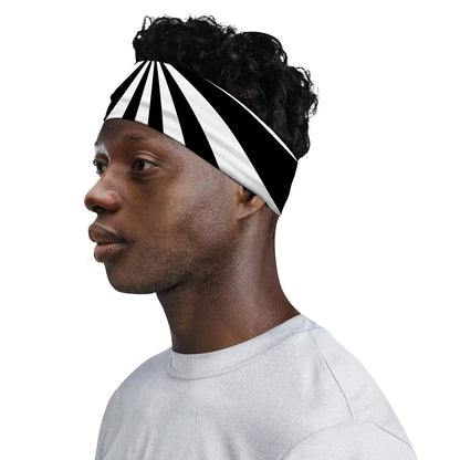 Black And White Radial Rays Print Sports Headband