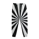 Black And White Radial Rays Print Sweatpants
