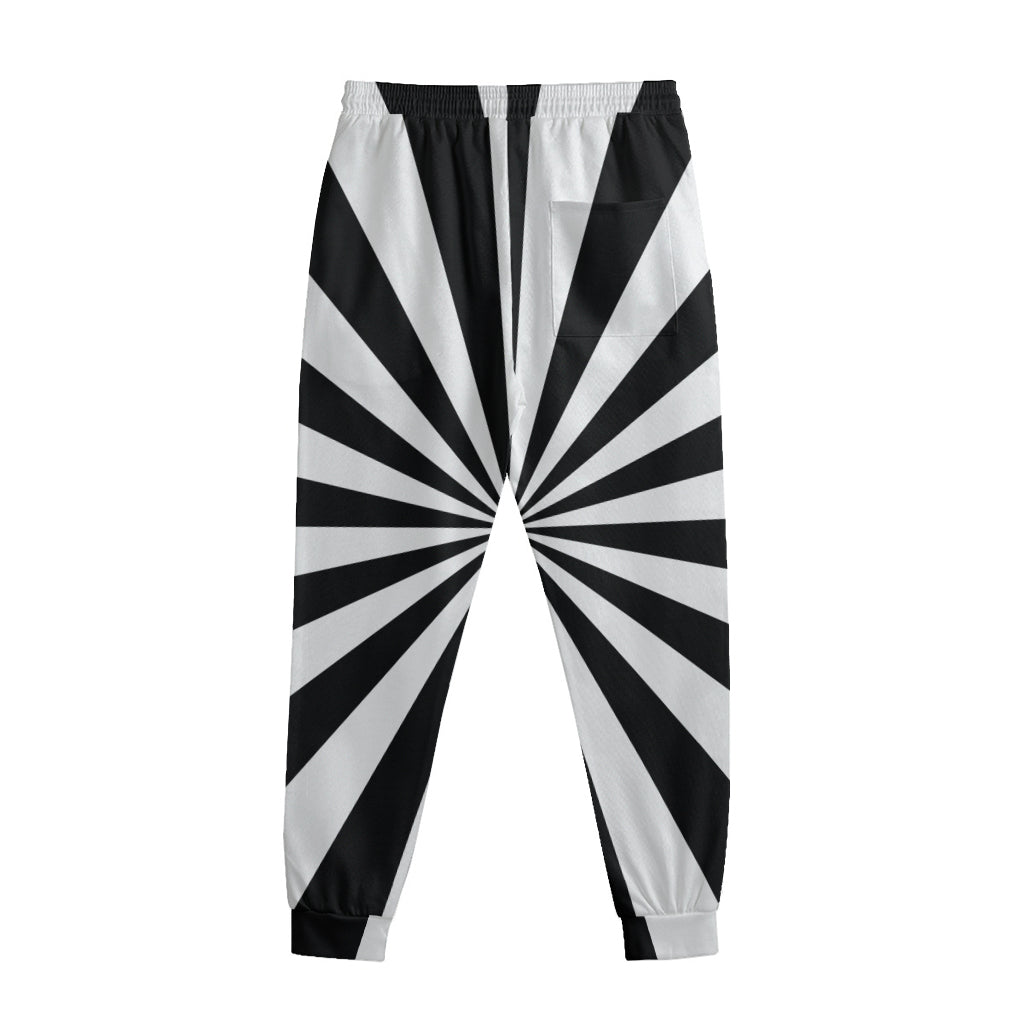 Black And White Radial Rays Print Sweatpants