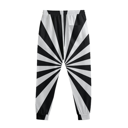 Black And White Radial Rays Print Sweatpants