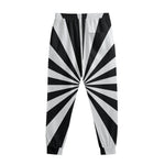 Black And White Radial Rays Print Sweatpants