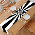 Black And White Radial Rays Print Table Runner