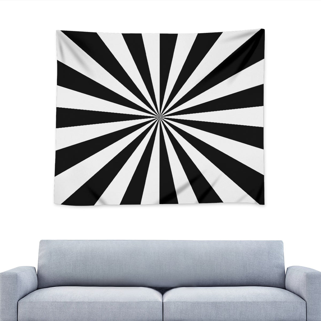 Black And White Radial Rays Print Tapestry