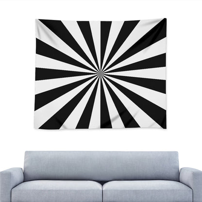 Black And White Radial Rays Print Tapestry