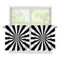 Black And White Radial Rays Print Tier Curtains
