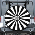 Black And White Radial Rays Print Tire Cover