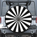 Black And White Radial Rays Print Tire Cover With Camera Hole
