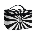 Black And White Radial Rays Print Travel Makeup Bag