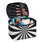 Black And White Radial Rays Print Travel Makeup Bag