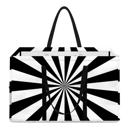 Black And White Radial Rays Print Utility Tote Bag