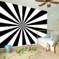 Black And White Radial Rays Print Wall Sticker