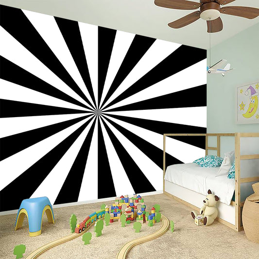 Black And White Radial Rays Print Wall Sticker
