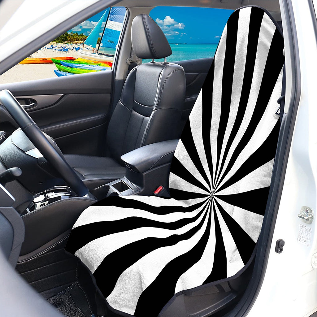Black And White Radial Rays Print Waterproof Car Seat Cover