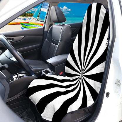 Black And White Radial Rays Print Waterproof Car Seat Cover