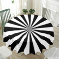 Black And White Radial Rays Print Waterproof Round Tablecloth