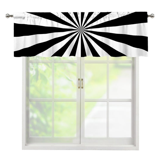 Black And White Radial Rays Print Window Valance