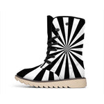Black And White Radial Rays Print Winter Boots