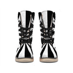 Black And White Radial Rays Print Winter Boots