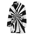 Black And White Radial Rays Print Women's Bathrobe