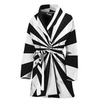 Black And White Radial Rays Print Women's Bathrobe