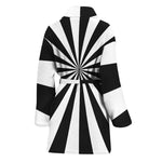 Black And White Radial Rays Print Women's Bathrobe