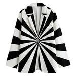 Black And White Radial Rays Print Women's Blazer