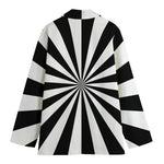 Black And White Radial Rays Print Women's Blazer