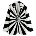 Black And White Radial Rays Print Women's Cotton Blazer