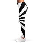 Black And White Radial Rays Print Women's Leggings