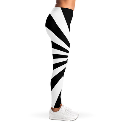 Black And White Radial Rays Print Women's Leggings