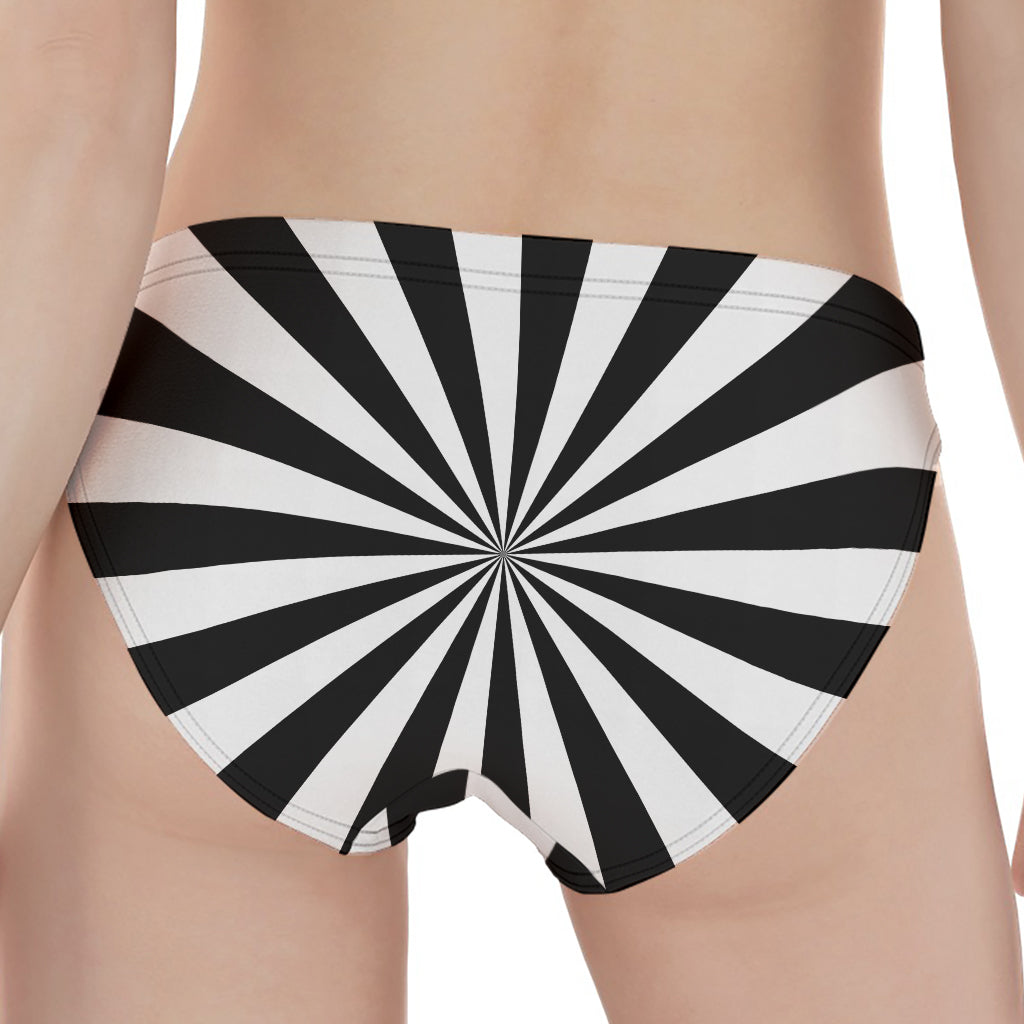 Black And White Radial Rays Print Women's Panties