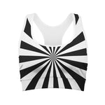 Black And White Radial Rays Print Women's Sports Bra