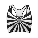 Black And White Radial Rays Print Women's Sports Bra