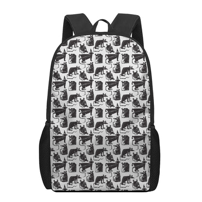 Black And White Rat Pattern Print 17 Inch Backpack