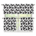 Black And White Rat Pattern Print 3 Piece Kitchen Curtains