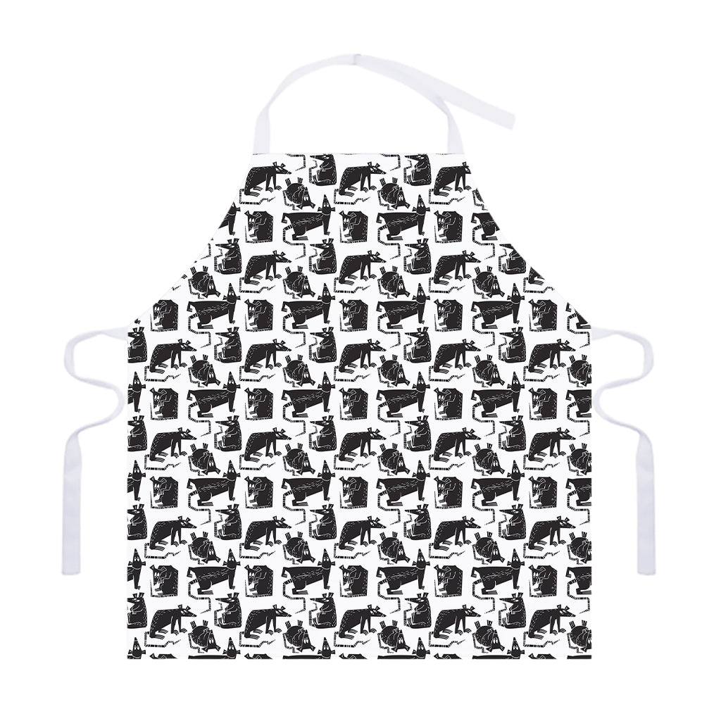 Black And White Rat Pattern Print Adjustable Apron