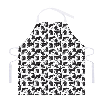 Black And White Rat Pattern Print Adjustable Apron