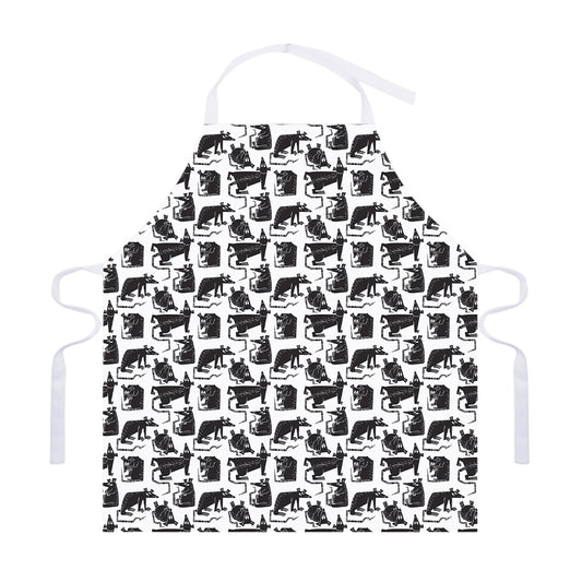Black And White Rat Pattern Print Adjustable Apron