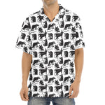 Black And White Rat Pattern Print Aloha Shirt